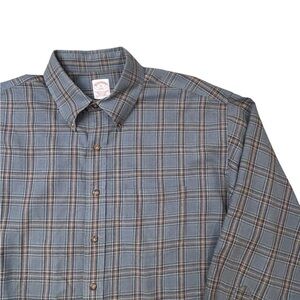 Brooks Brothers 346 Blue and Brown Plaid Casual Shirt XL